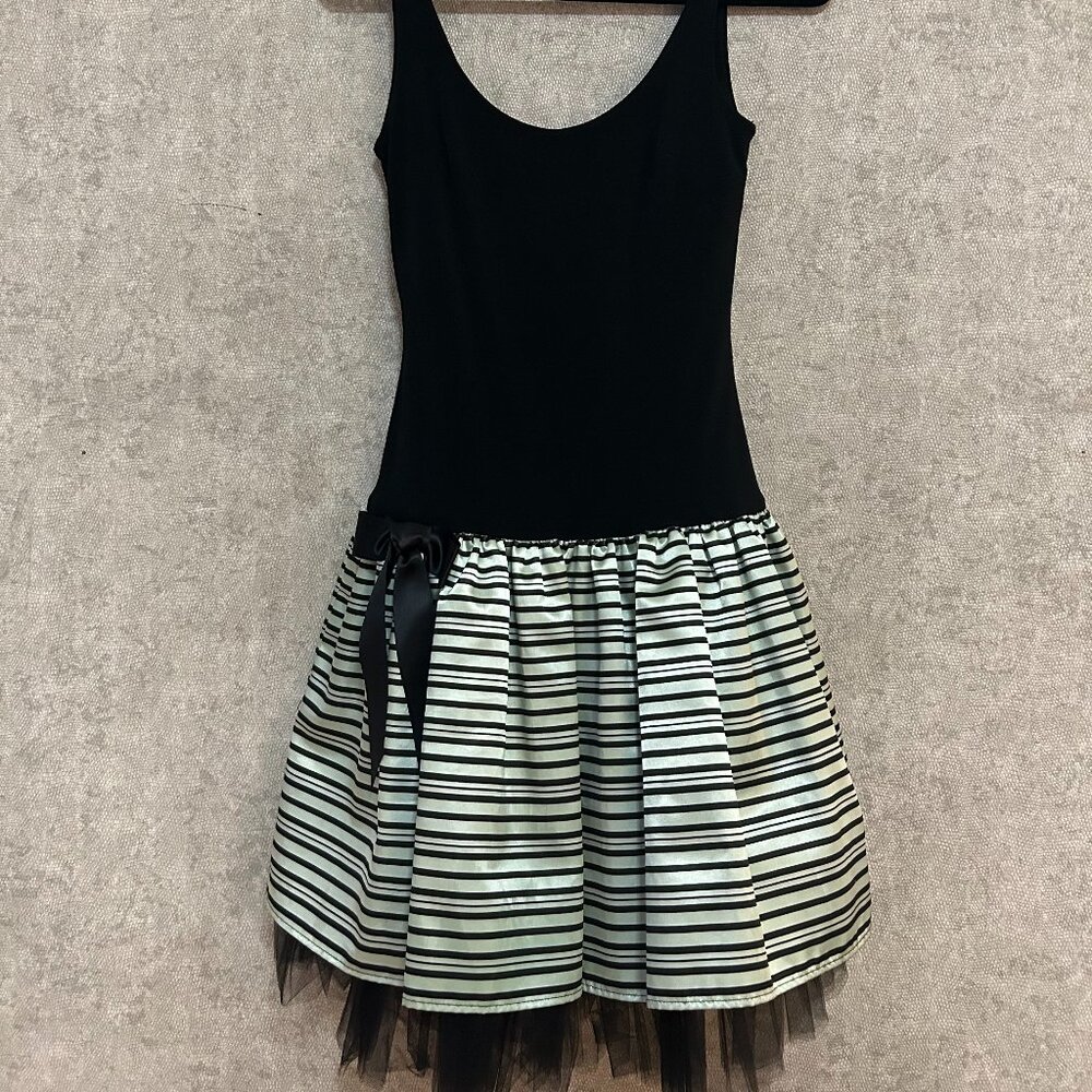 Black and Mint Green Vintage Jessica McClintock for Gunne Sax dress with Black